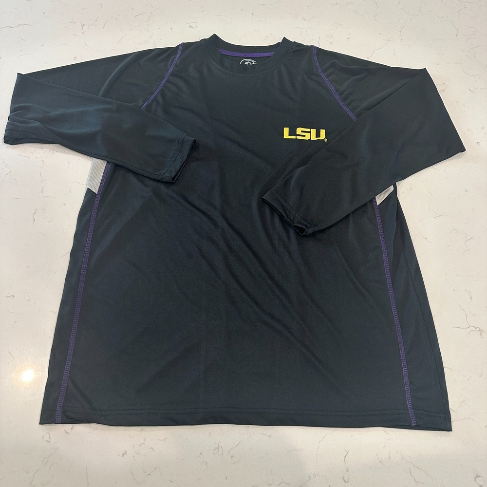 LSU Tigers Mens Large Long Sleeve Performance Shirt Black Purple TSI Athletic